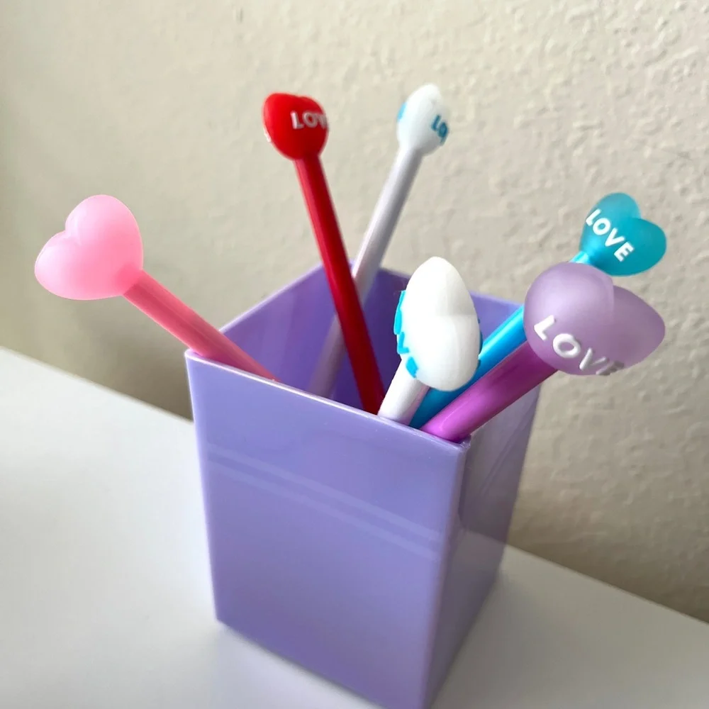 Heart Love Pens Set with Purple Pen Box